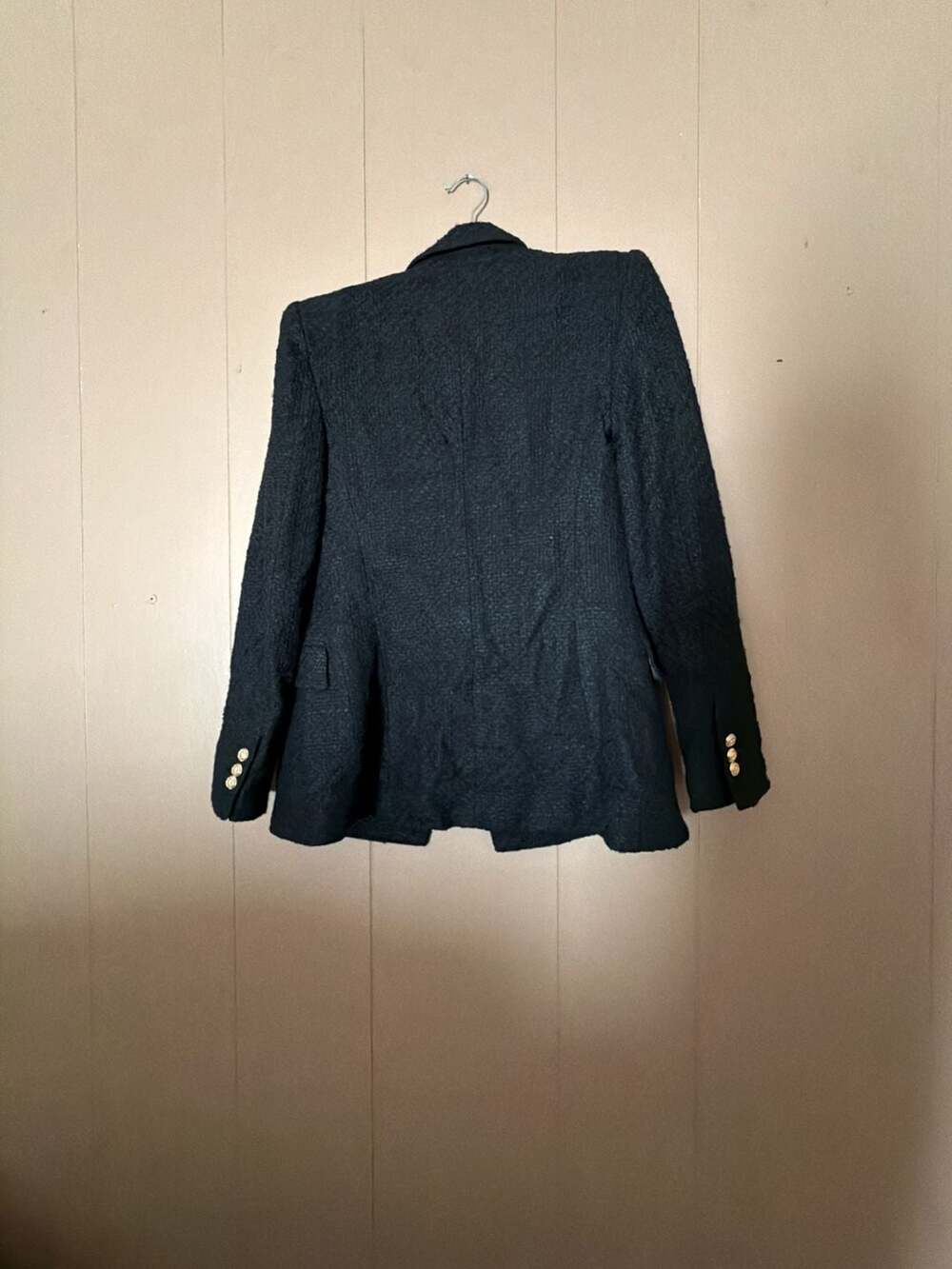 Zara Black Textured Double-Breasted Blazer Jacket Size S Ref 7822/457 - Picture 4 of 4